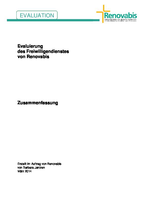 Evaluation des Freiwilligendienstes von Renovabis