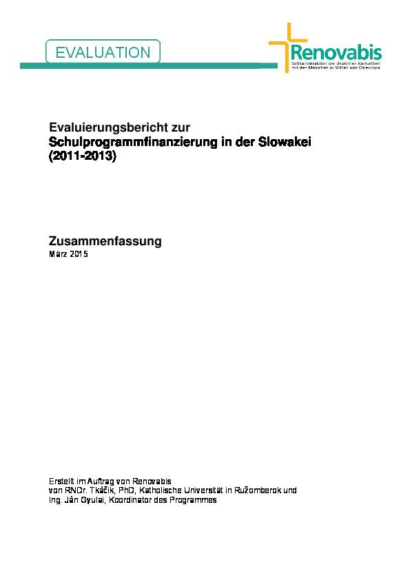 Evaluation der Schulprogrammfinanzierung in der Slowakei (2011-2013)