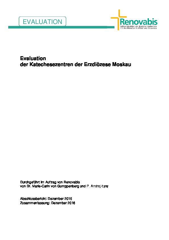 Evaluation der Katechesezentren der Erzdiözese Moskau