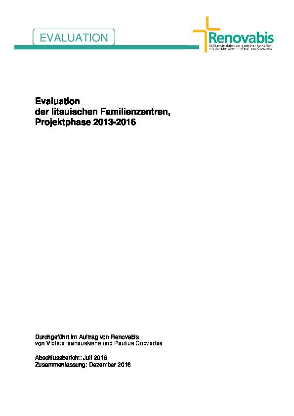 Evaluation der litauischen Familienzentren, Projektphase 2013-2016