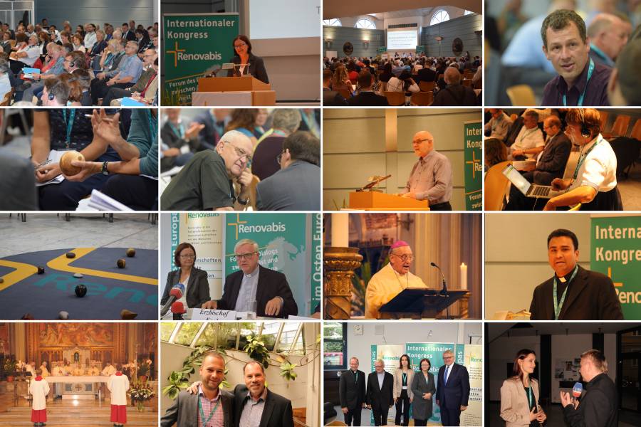 Austausch, Dialog und Begegnung: Bilder vom 21. Internationalen Kongress Renovabis in München.<br><small class="stackrow__imagesource">Quelle: Renovabis - Collage </small>