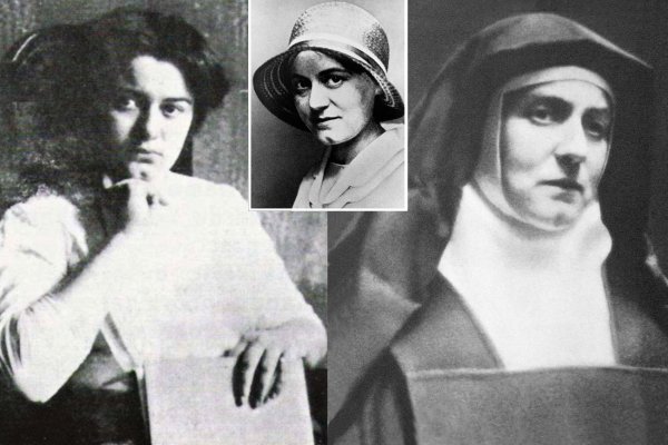 Collage mit drei Portraits von Edith Stein